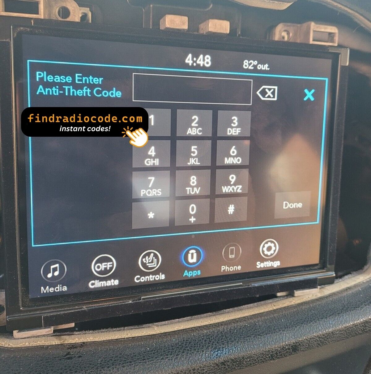 Chrysler Uconnect 8.4 UAQ
 radio unlock 4 digit code online for this radio